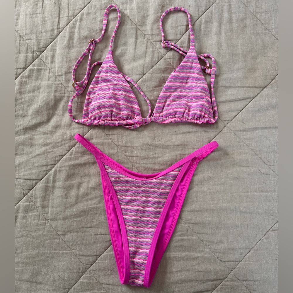 L Space electric pique stripe bikini